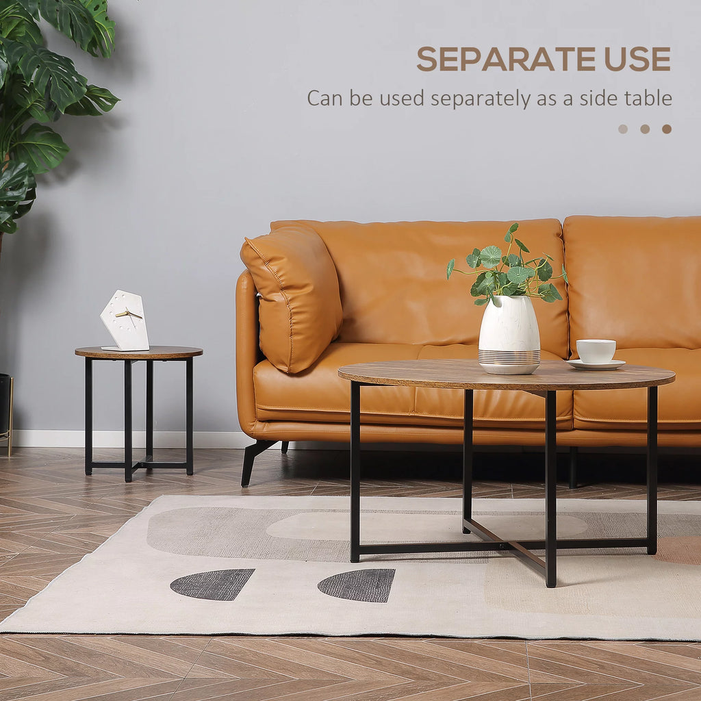 Round Coffee Table Set of 2 with Metal Frame H229