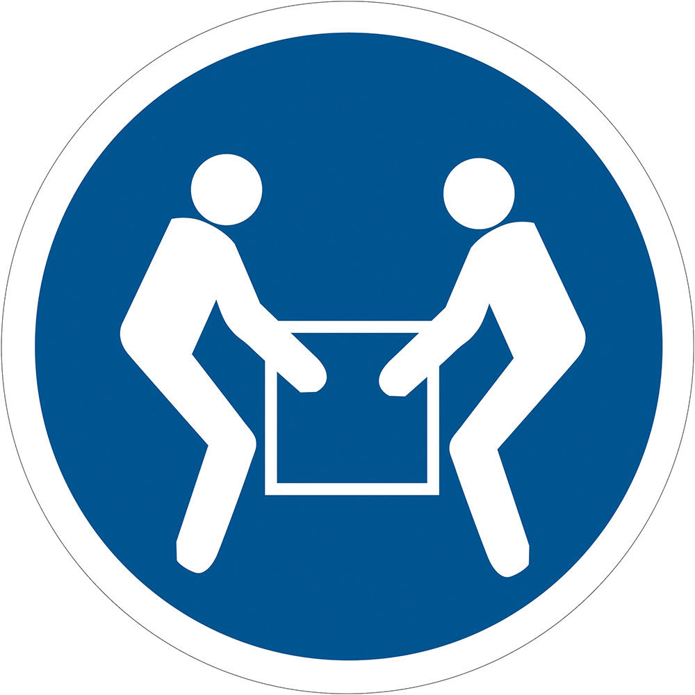 2 in. Circle Blue u0026 White Safety Label K237
