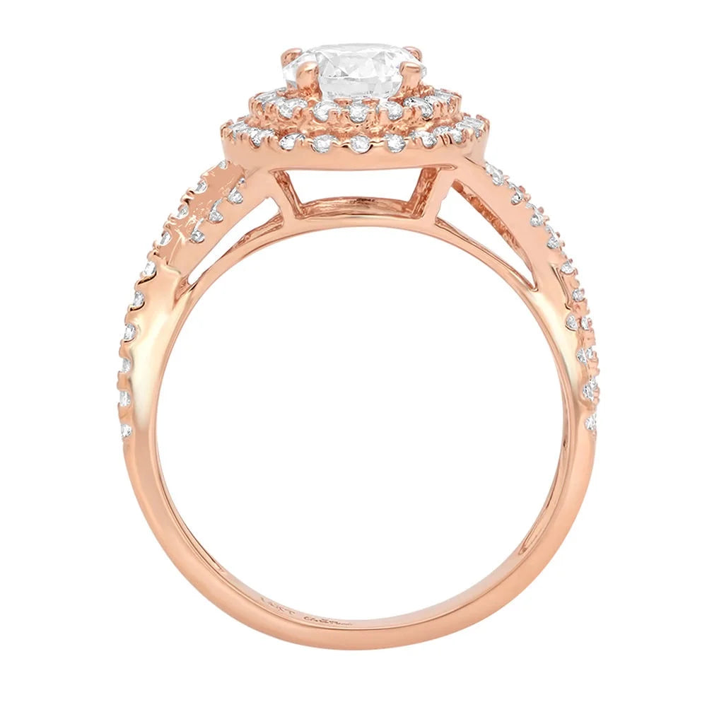 18K Rose Gold Halo Engagement Ring M423212