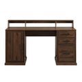 Dark Walnut Wood 3-Drawer Pedestal Writing Desk with Hutch U711