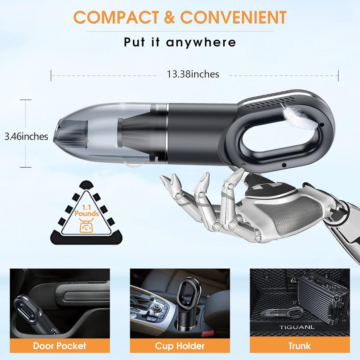 Gray Cordless Handheld Car Vacuum V717