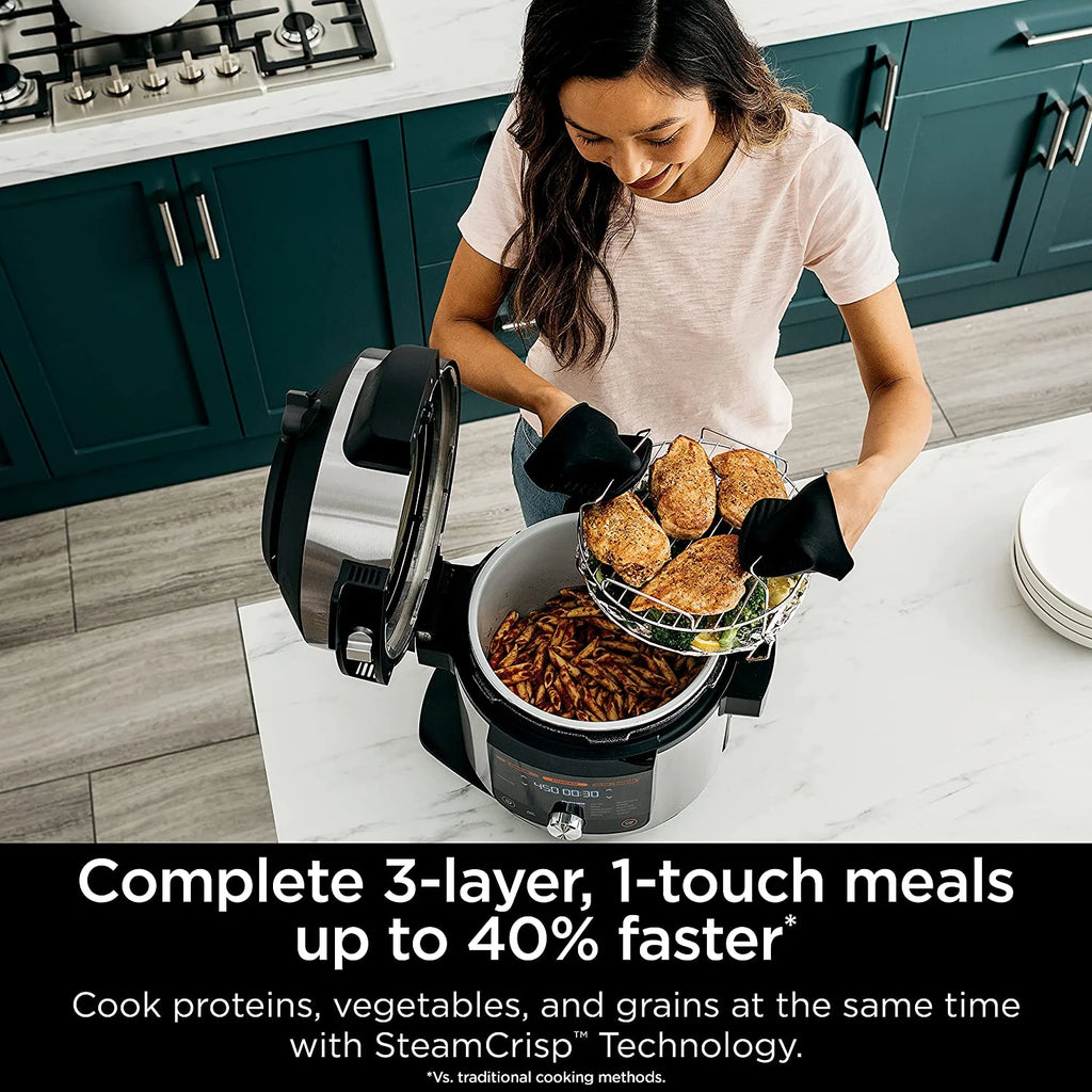 Open Box 8 Qt Pressure Cooker Steam Fryer with SmartLid Silver R92697