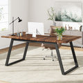 63 Inch Brown Black Office Desk with Metal P521546