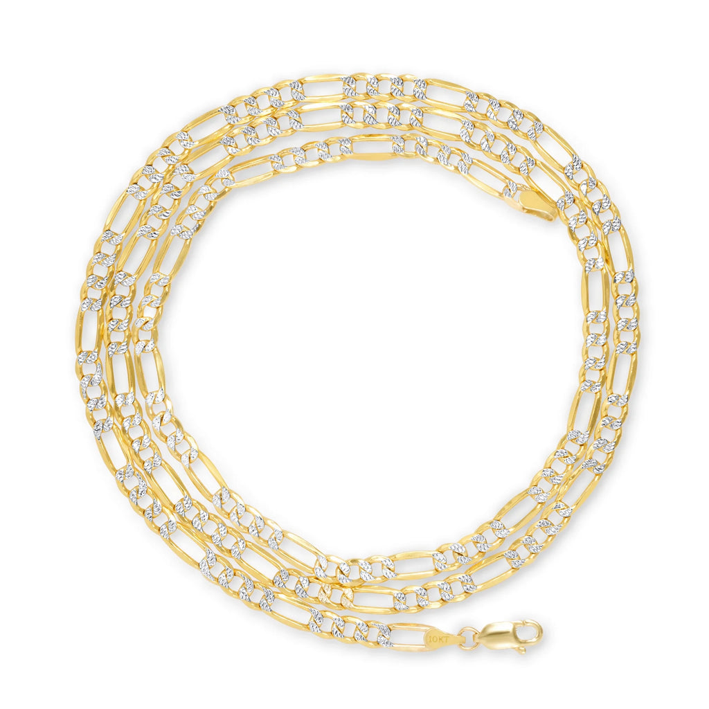 10k Yellow Gold Figaro Chain Pendant Necklace 16" - 30" C7328
