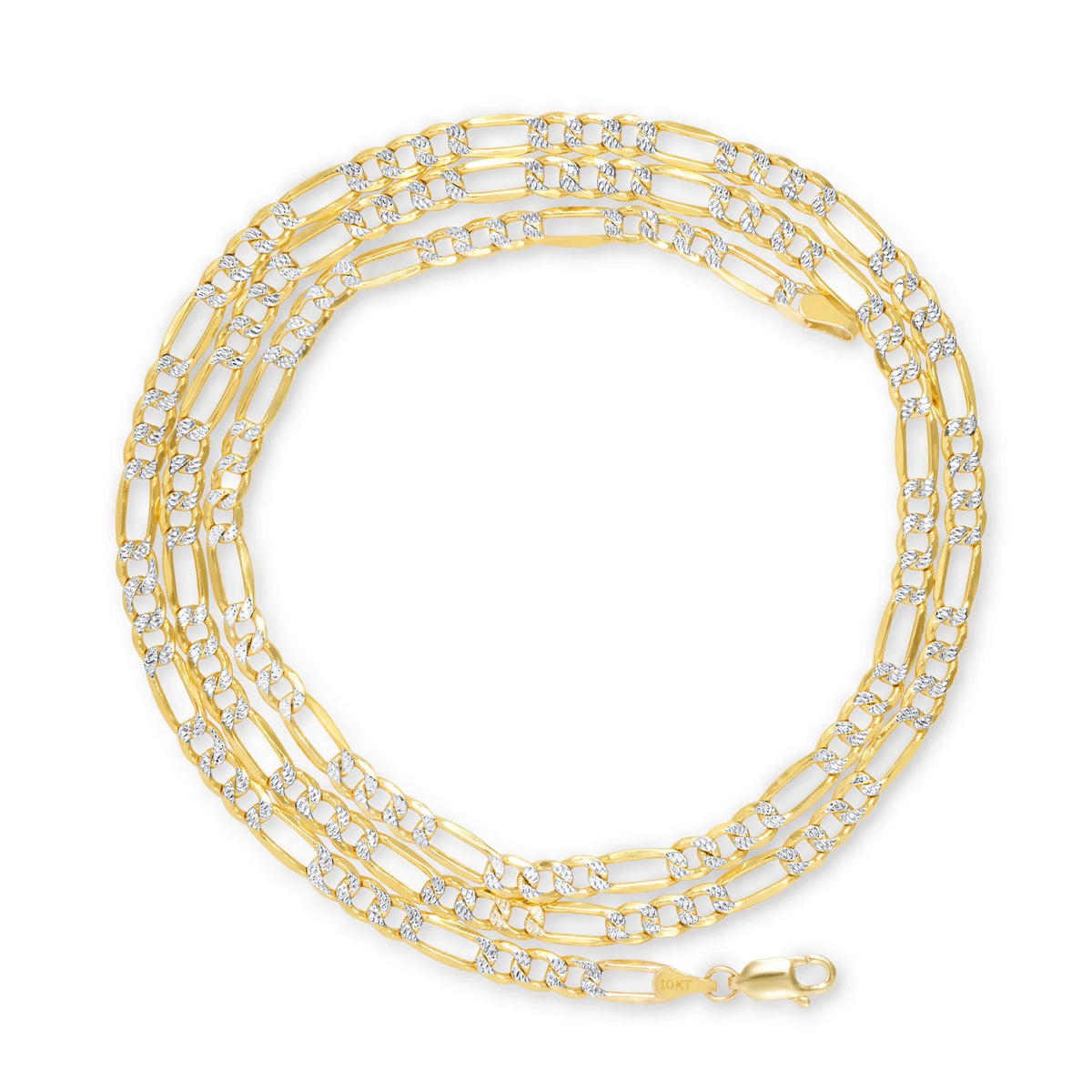 10k Yellow Gold Figaro Chain Pendant Necklace 16" - 30" C7328