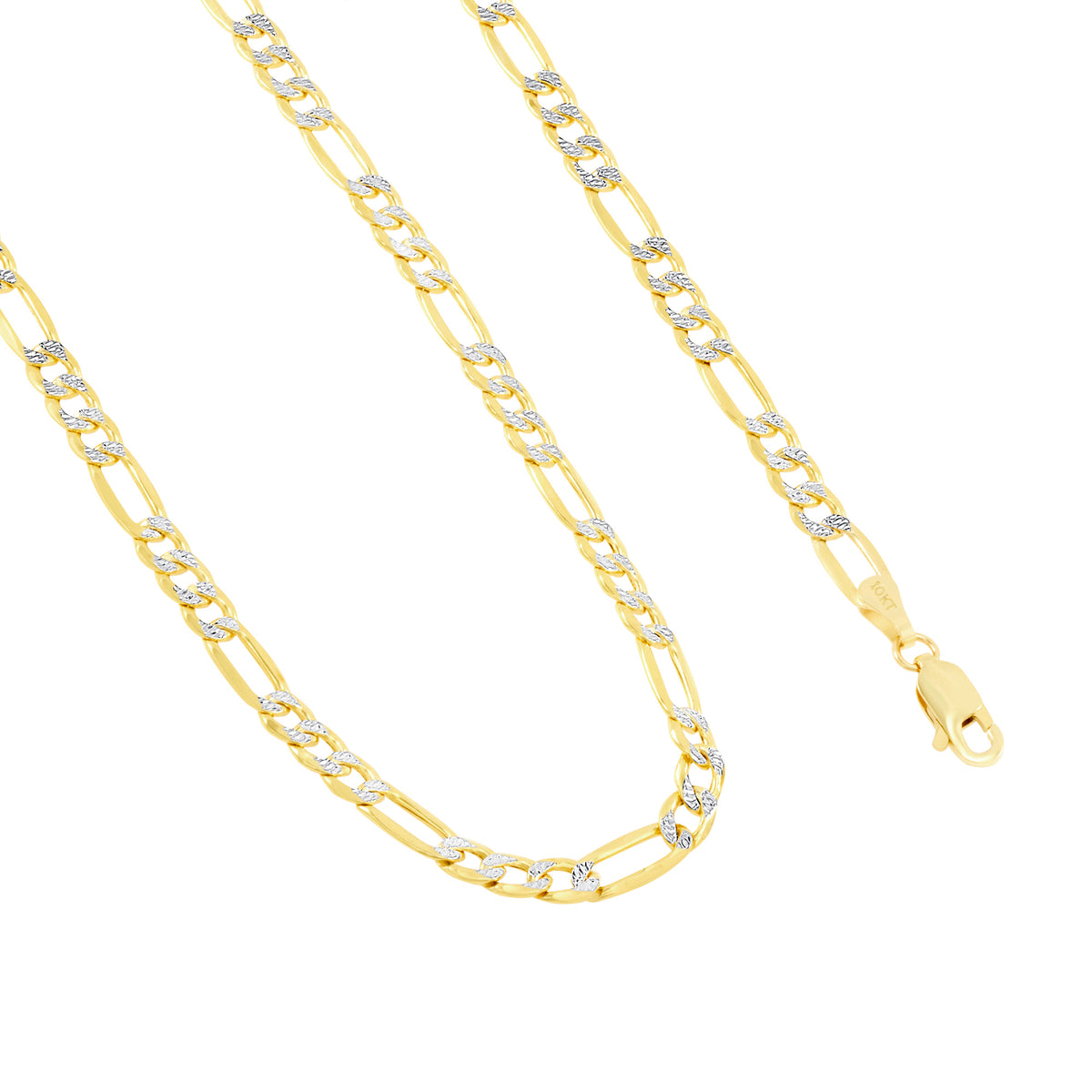 10k Yellow Gold Figaro Chain Pendant Necklace 16" - 30" C7328