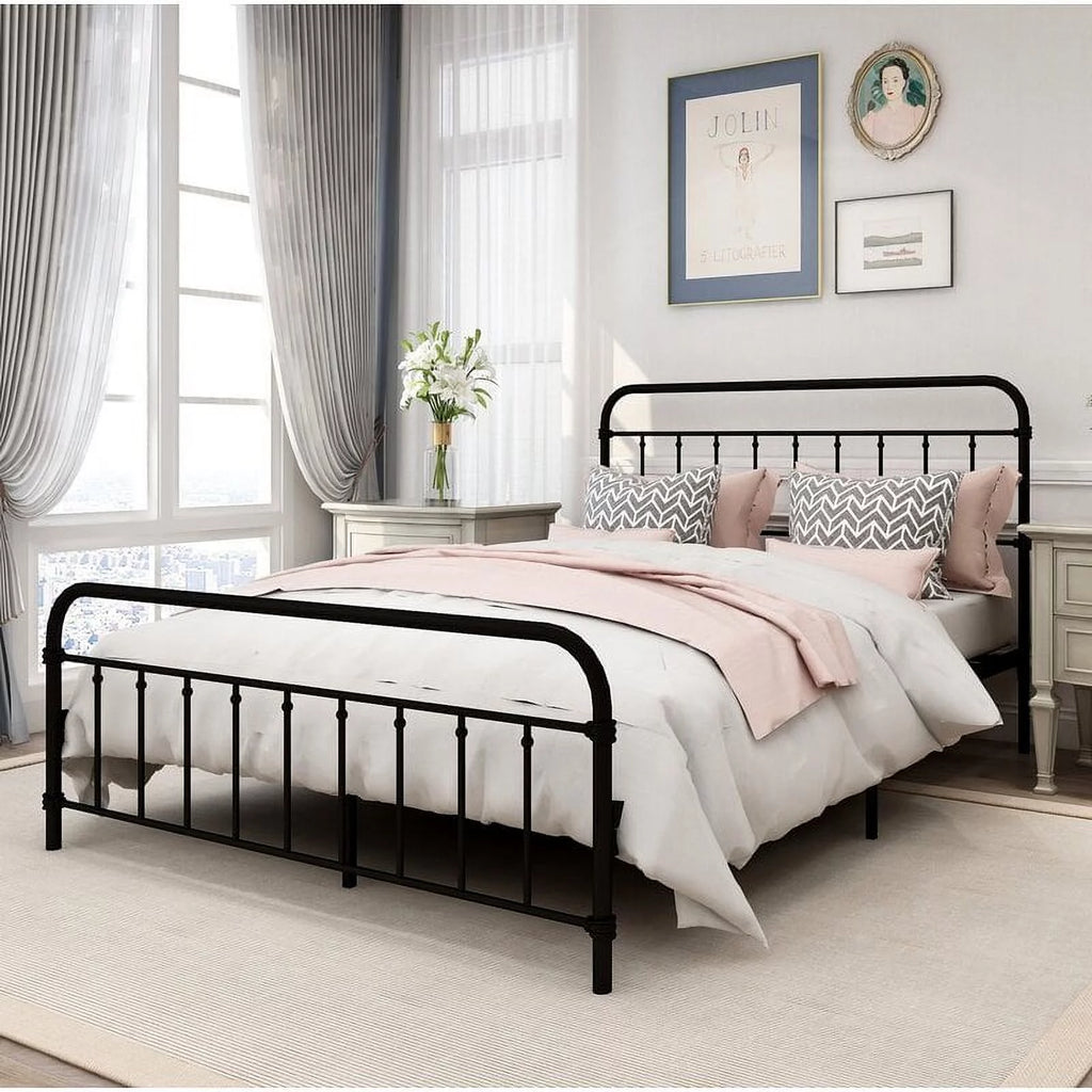 Metal Twin Bed Frame with Headboard and Footboard P59568