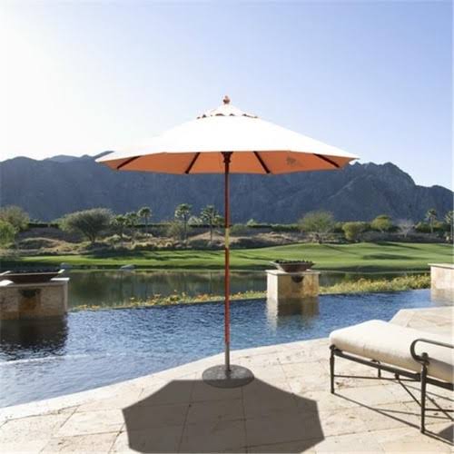 Camel Sunbrella 7.5 ft. Light Wood Cafe Y32309