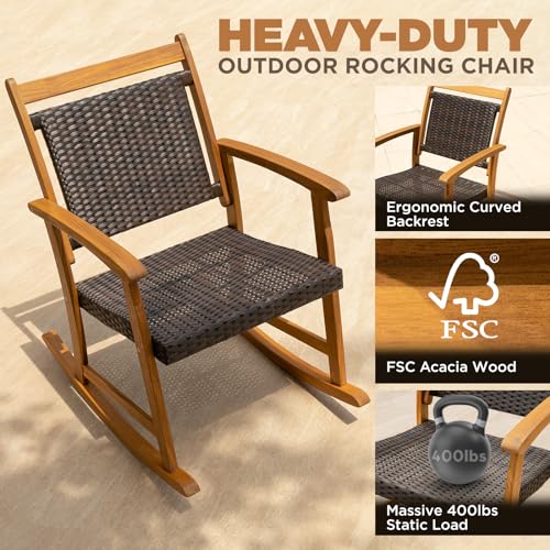 Wood Wicker 3 Piece Patio Bistro Set A237