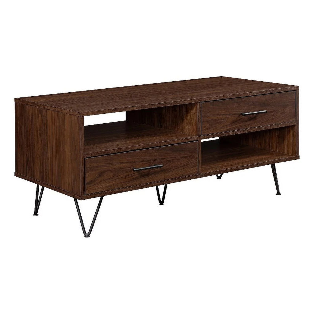 42" 2-Drawer Wood Coffee Table with Hairpin Legs N710048