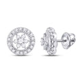14kt White Gold Diamond Floral Cluster Earrings 3/8 Cttw N163374