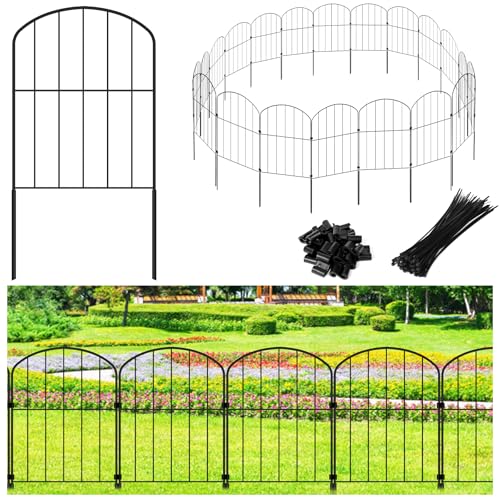Decorative Garden Fence 24in x 10.5ft 10 Panels Metal Wire T748