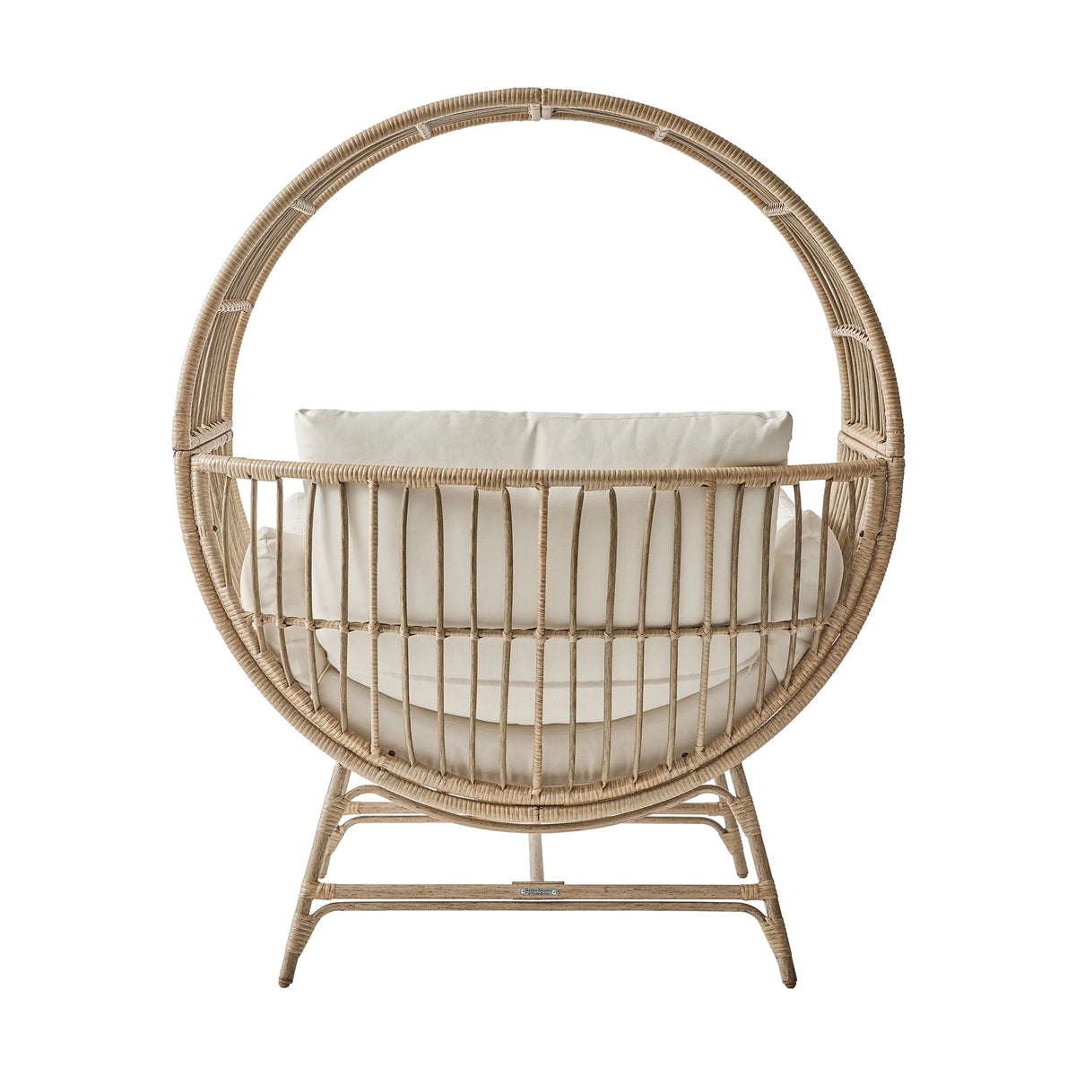 Beige Round Wicker Outdoor Egg Chair L405