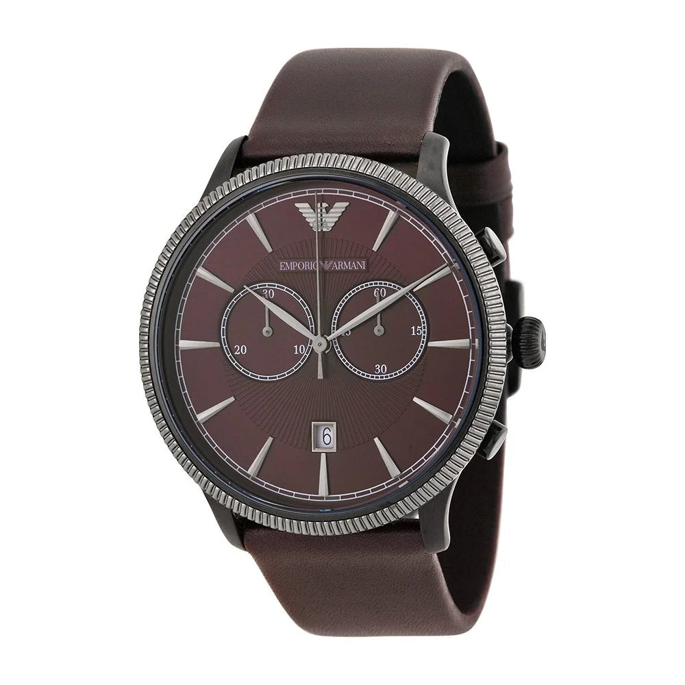 Stainless Steel Red Brown Watch O9758