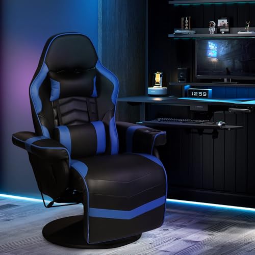 Blue Massage Gaming Chair with Footrest I767