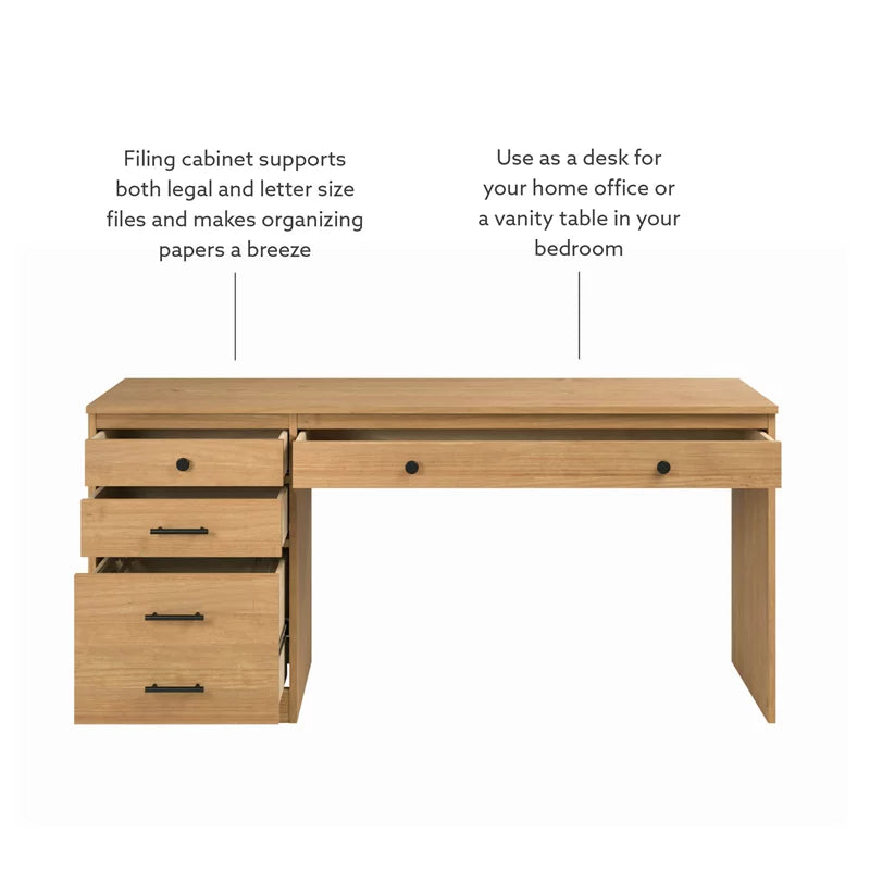 Wood Desk with File Cabinet R3660