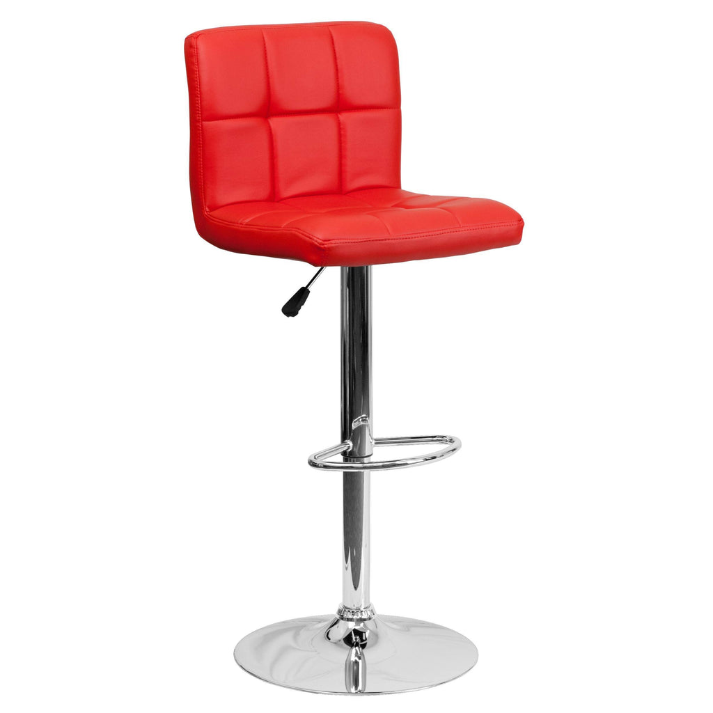 Black Quilted Vinyl Adjustable Height Barstool with Chrome Base Y43957