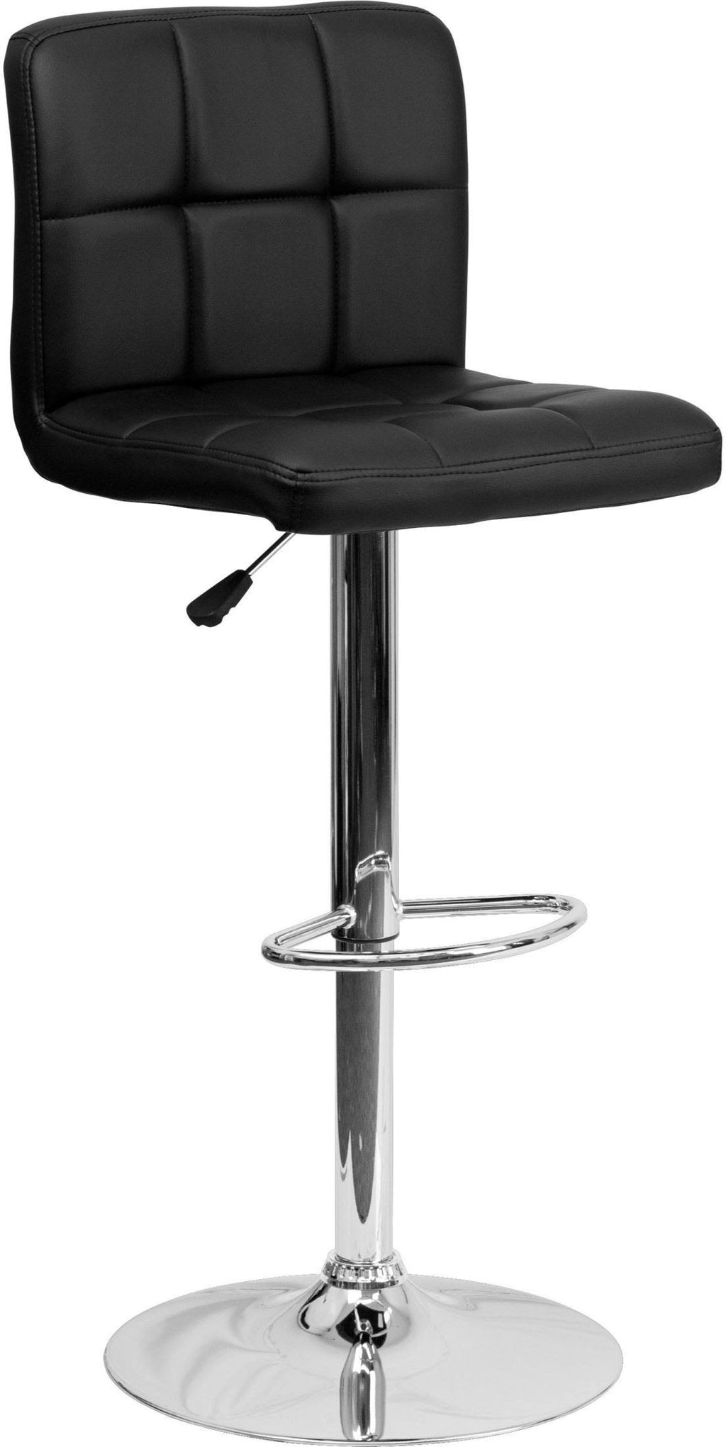 Black Quilted Vinyl Adjustable Height Barstool with Chrome Base Y43957