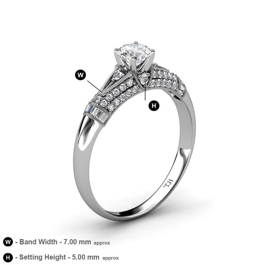 14K White Gold Moissanite Engagement Ring V2257