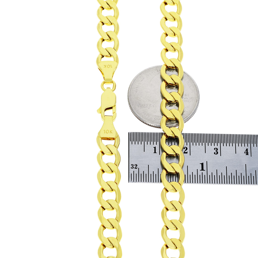 10k Yellow Gold 8mm Cuban Link Chain Bracelet I769