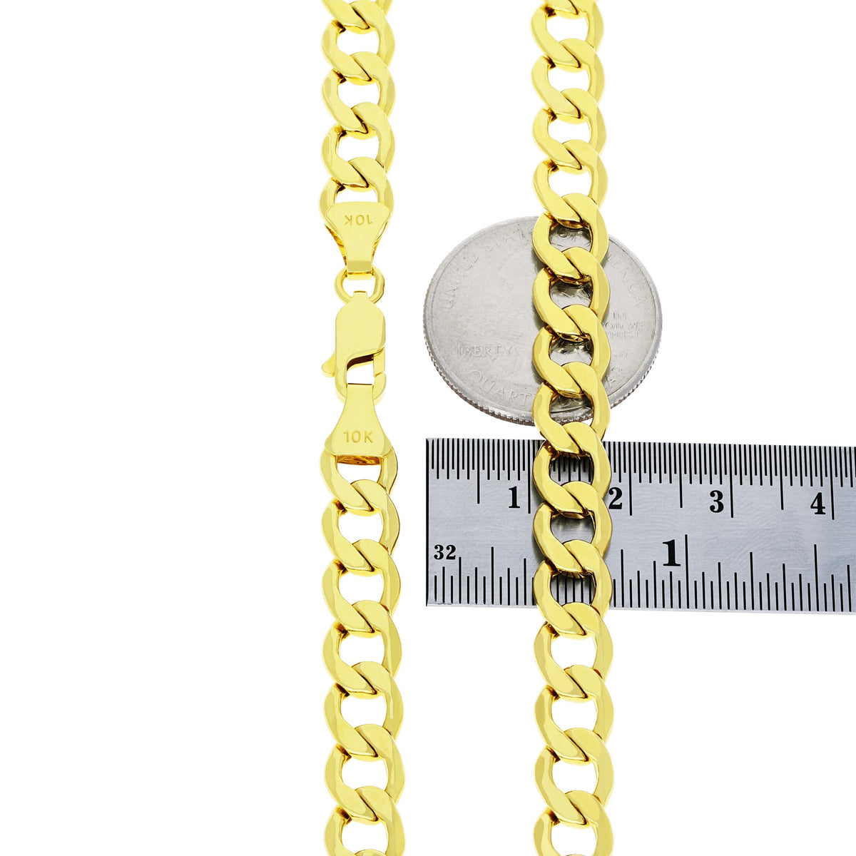 10k Yellow Gold 8mm Cuban Link Chain Bracelet I769