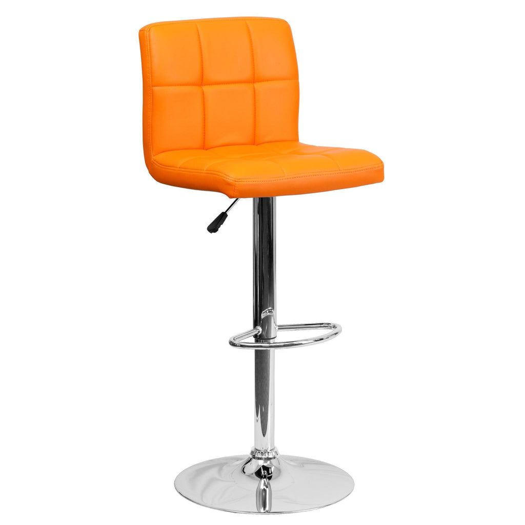 Black Quilted Vinyl Adjustable Height Barstool with Chrome Base Y43957