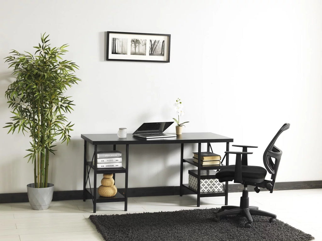 60" Extra Wide Wood Top 4 Shelves Writing and Computer Desk D9545