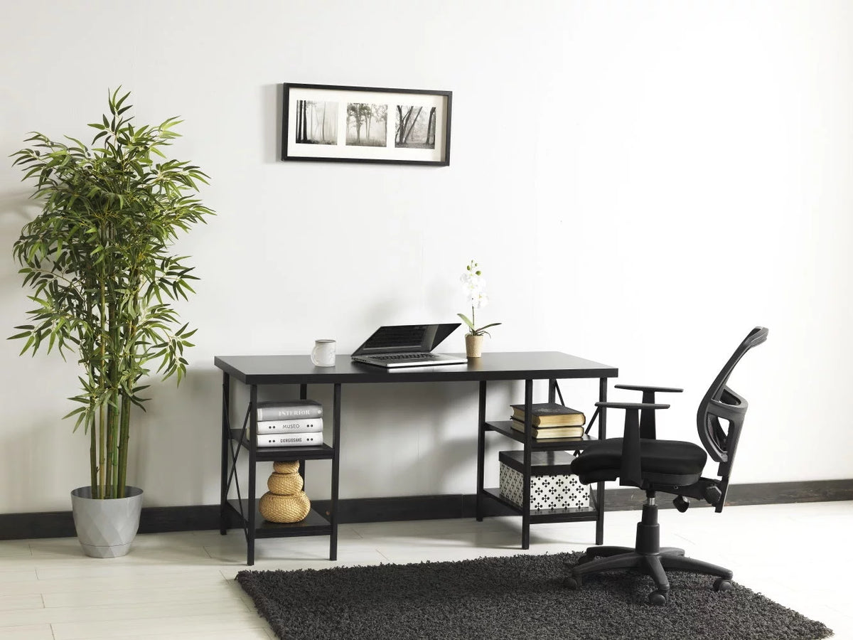 60" Extra Wide Wood Top 4 Shelves Writing and Computer Desk D9545