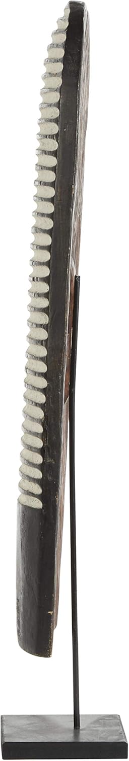Hand-Carved Oval Wood Tikar Shield on Stand N120
