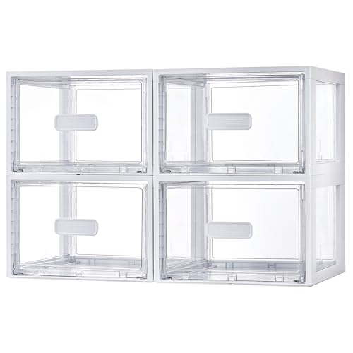 4 Pack 13QT Clear Stackable Storage Drawers S42880
