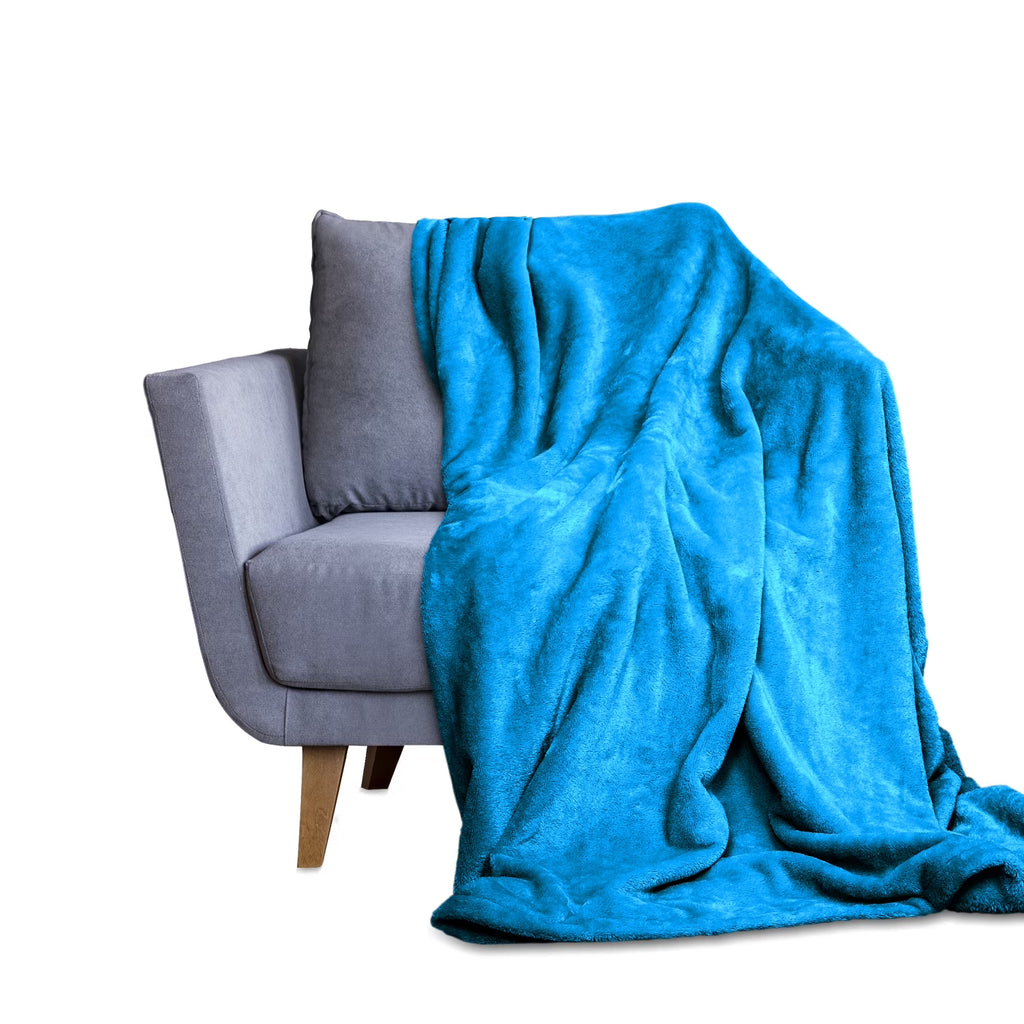 Blue Plush Microfiber Throw Blanket L675707