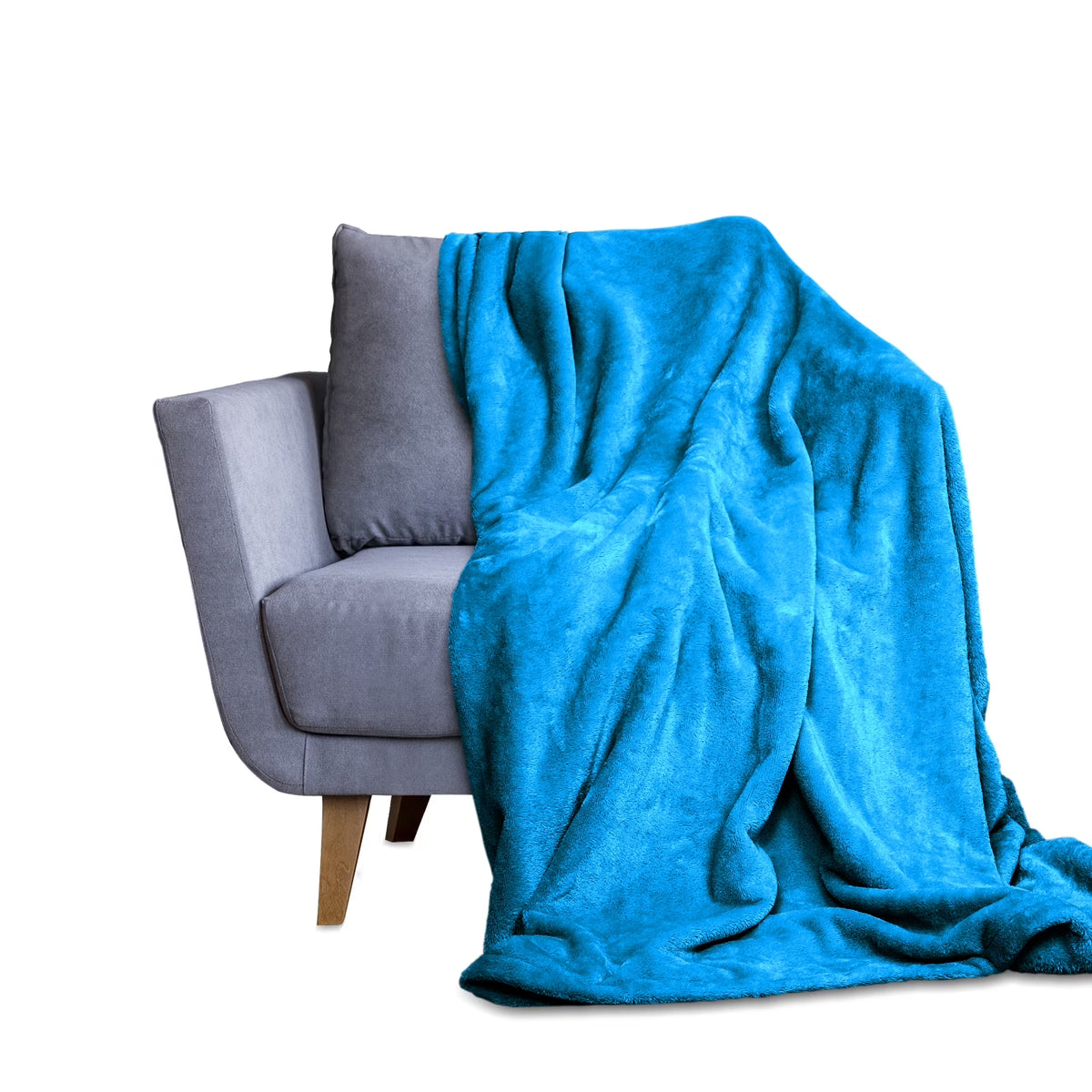 Blue Plush Microfiber Throw Blanket L675707