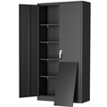 72" Black Locking Metal Storage Cabinet with Doors and 4 Adjustable Shelves G653