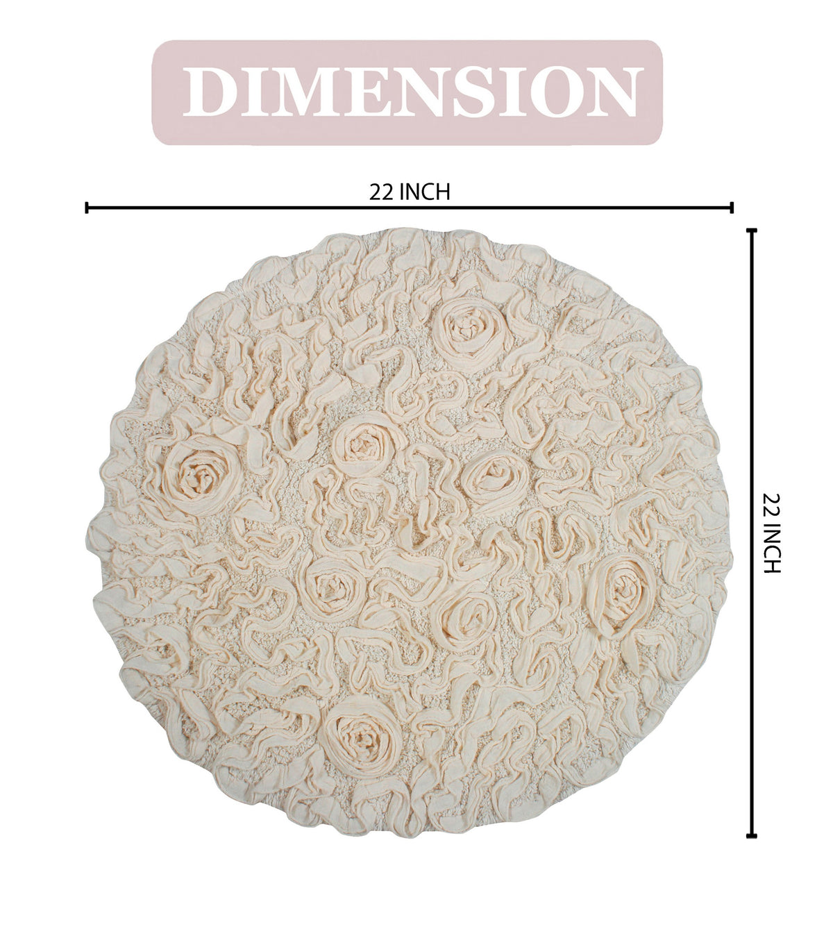 Ivory Cotton 22" Round Bathroom Rug Z905