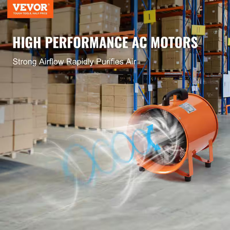 10 in. Heavy-Duty Portable Blower Fan with Duct Hose E2287