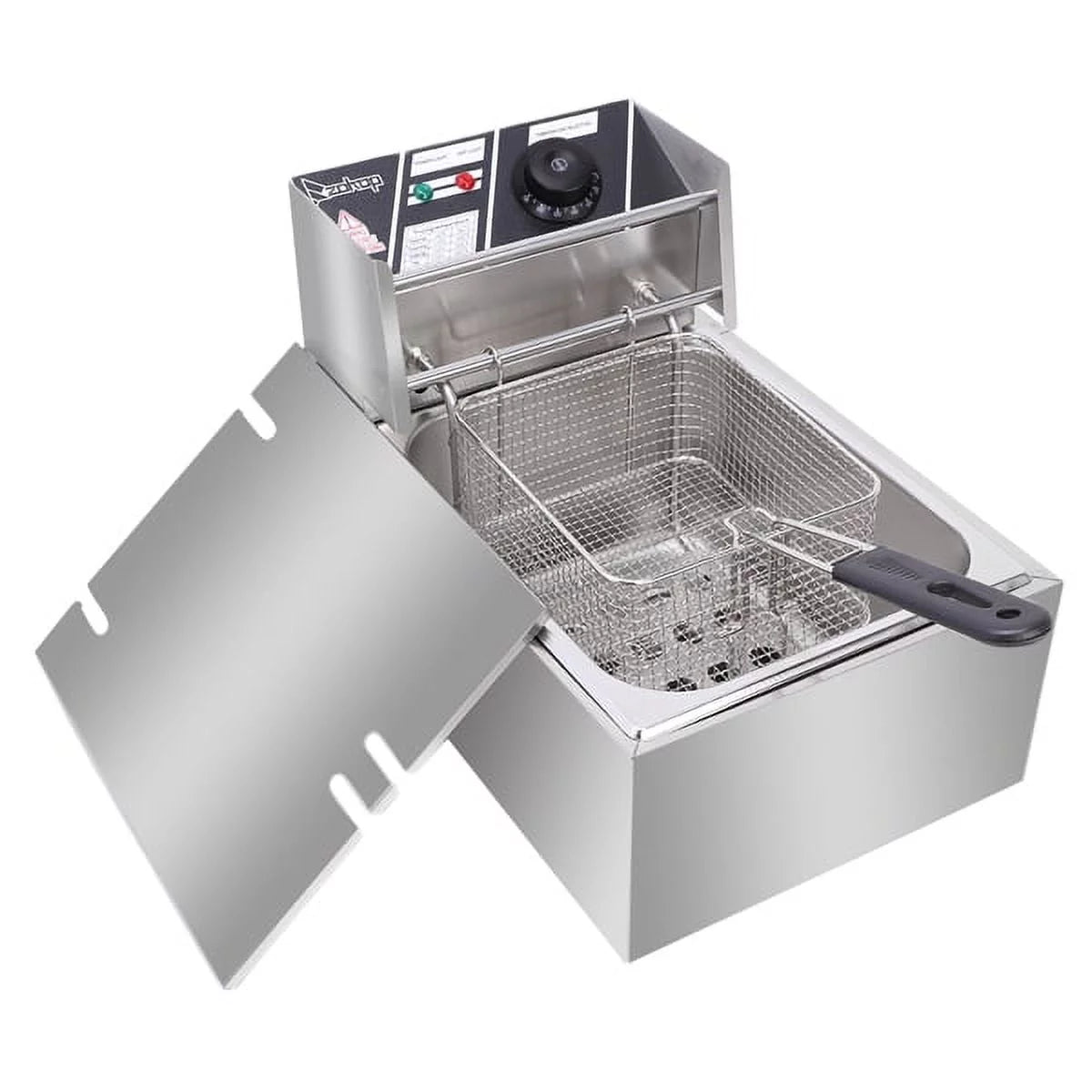 Silver Stainless Steel Single Tank Electric Fryer with Basket 6L O677142