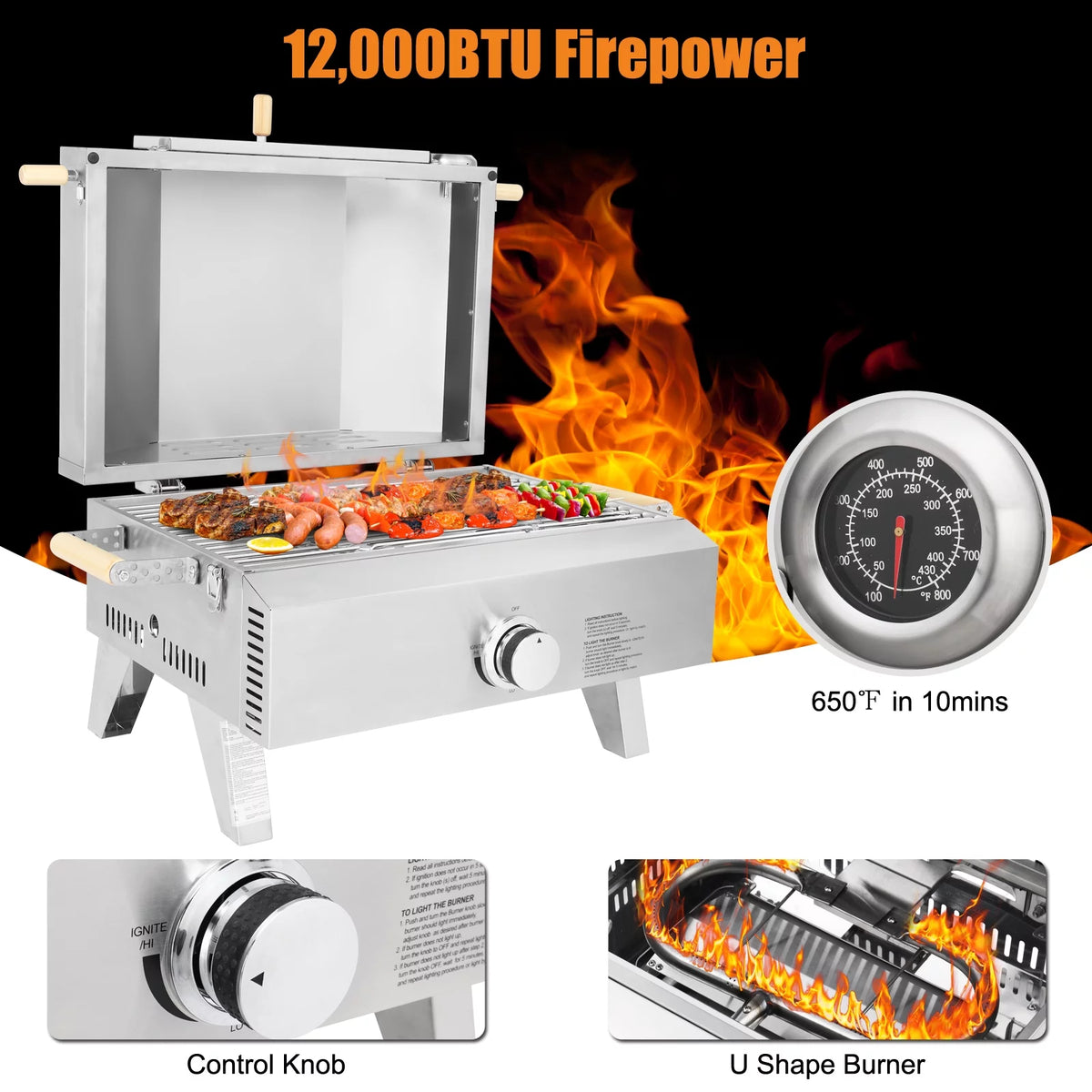 12 Inch 2-in-1 Gas Pizza Oven & Propane Grill Z86667