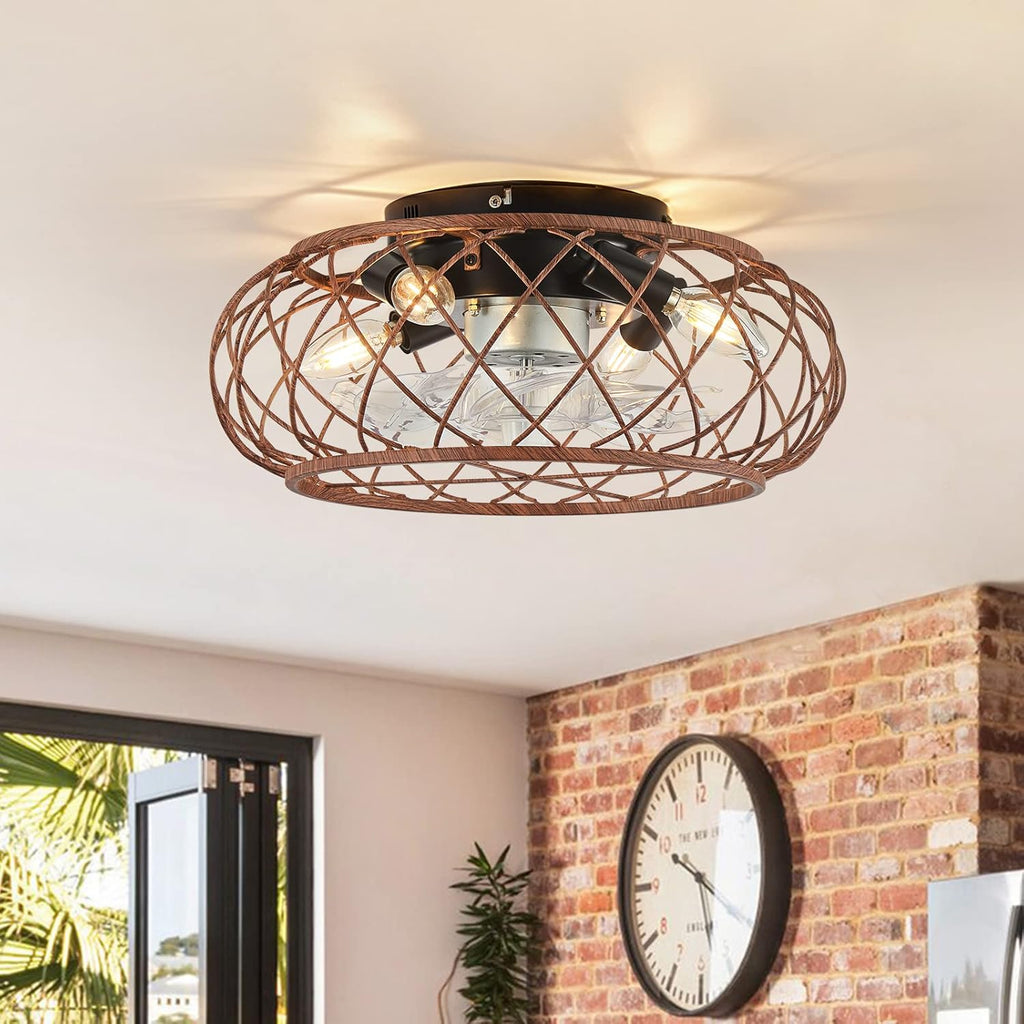 Low Profile Black Bladeless Ceiling Fan with Lights Remote Control I74956