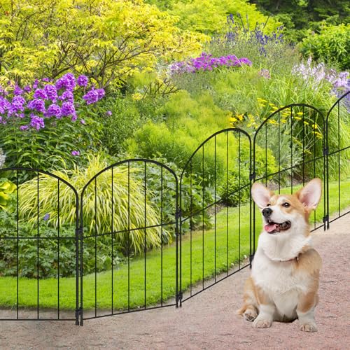 Decorative Garden Fence 24in x 10.5ft 10 Panels Metal Wire T748