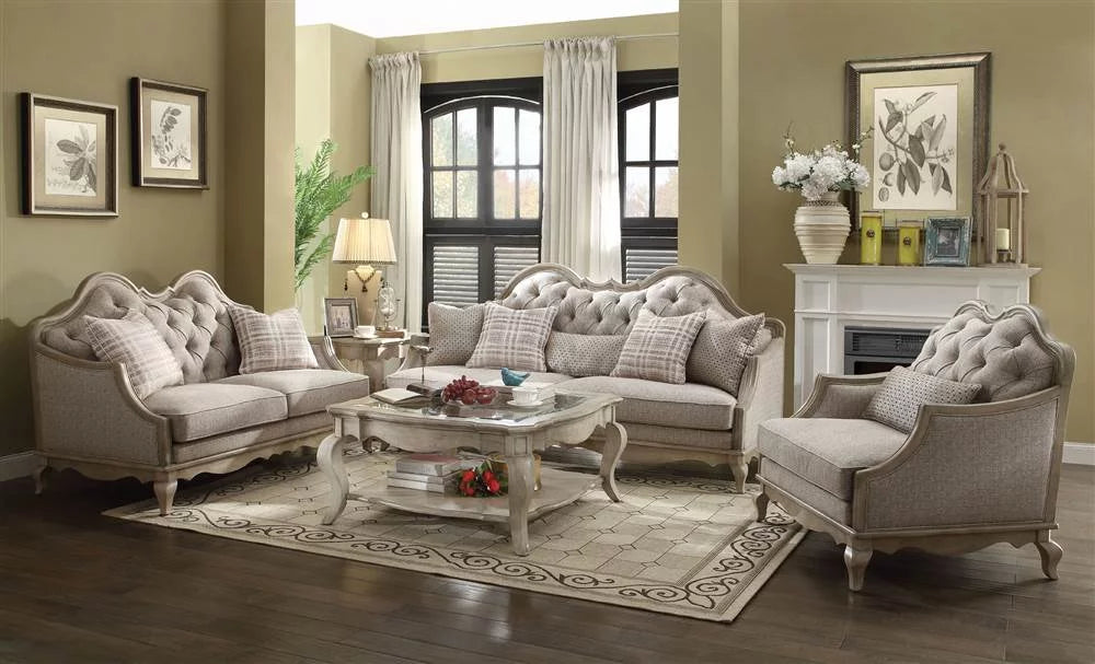 Beige Fabric Sofa with 5 Pillows J8565