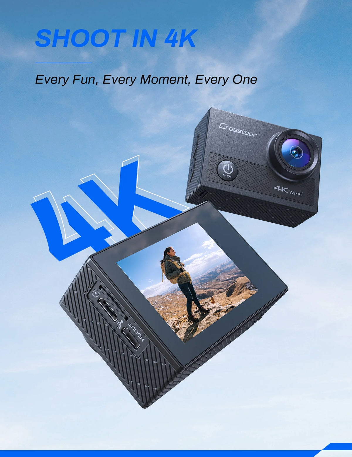 4K 16MP WiFi Sports & Action Camera with Remote Control S195