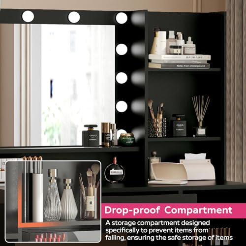 White Vanity Desk with Mirror and Light Y694