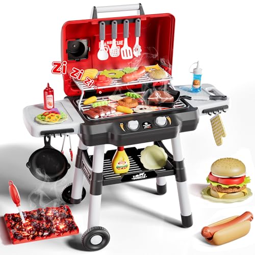 Kids BBQ Grill Playset with Wheels, Smoke Sound Light U4998