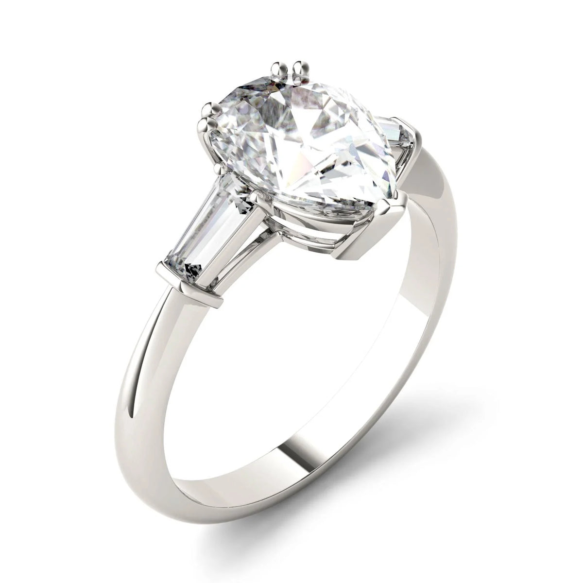 Pear Cut Moissanite Engagement Ring 2.47 DEW M950