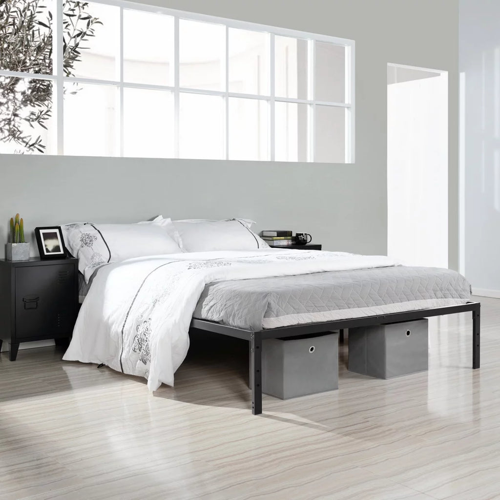 Queen Size Black Metal Slat Bed Frame A391509