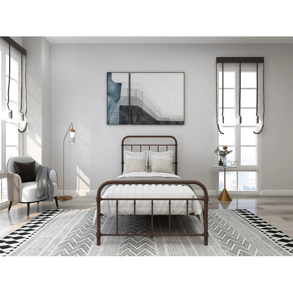 Metal Twin Bed Frame with Headboard and Footboard P59568