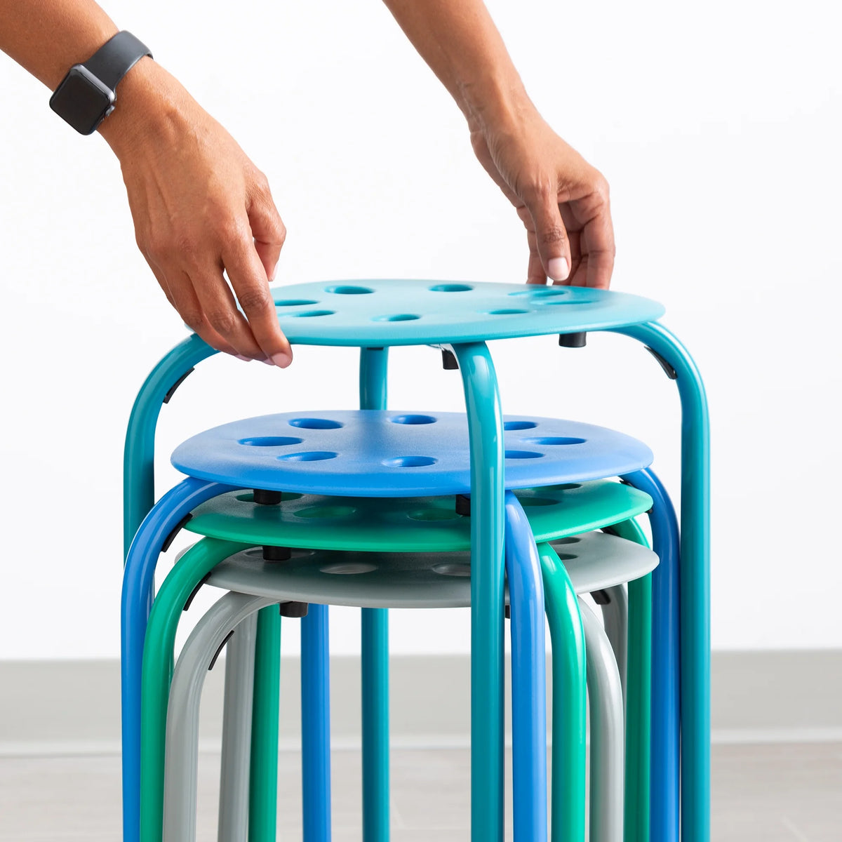 Stacking Stool Set 17.75" H Seat Pack of 4 I387672