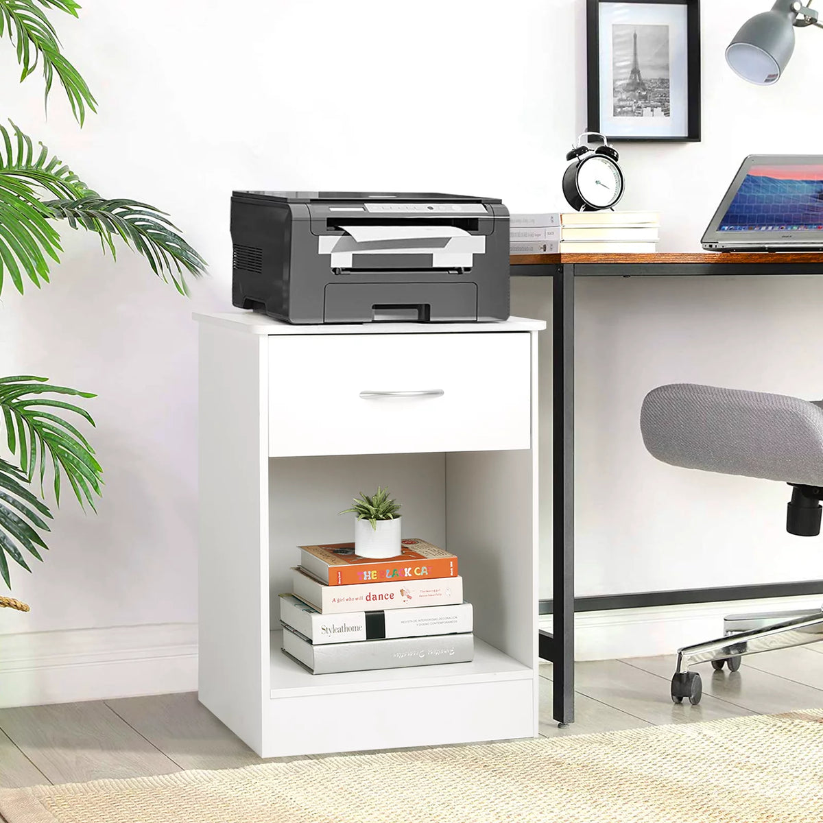 White Nightstand with Drawer L456