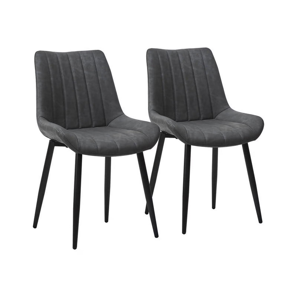 Gray Faux Leather Armless Dining Chairs Set of 2 W267893
