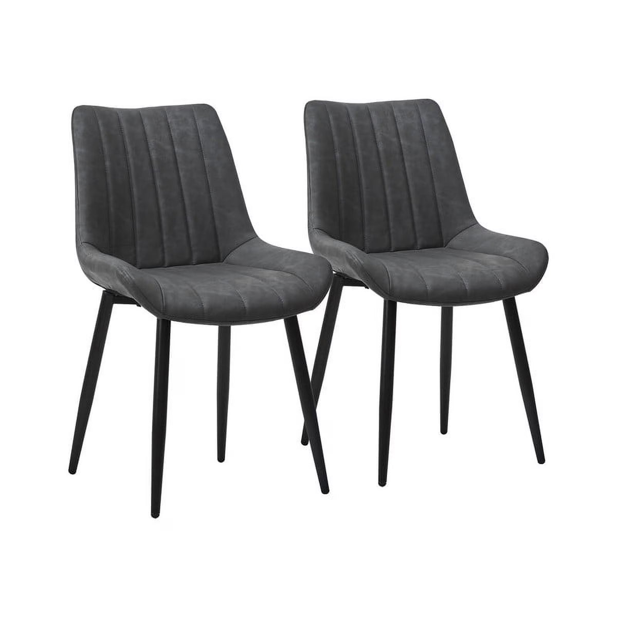 Gray Faux Leather Armless Dining Chairs Set of 2 W267893